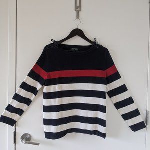 Ralph Lauren Lace-up shoulder striped sweater